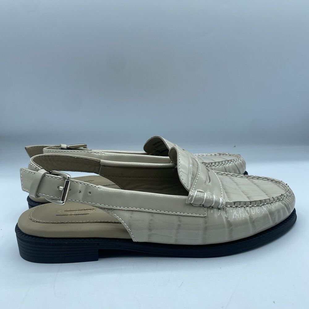 GH Bass Weejuns Whitney Slingback Shoes Womens 7.5M Croco Beige Patent NWOB